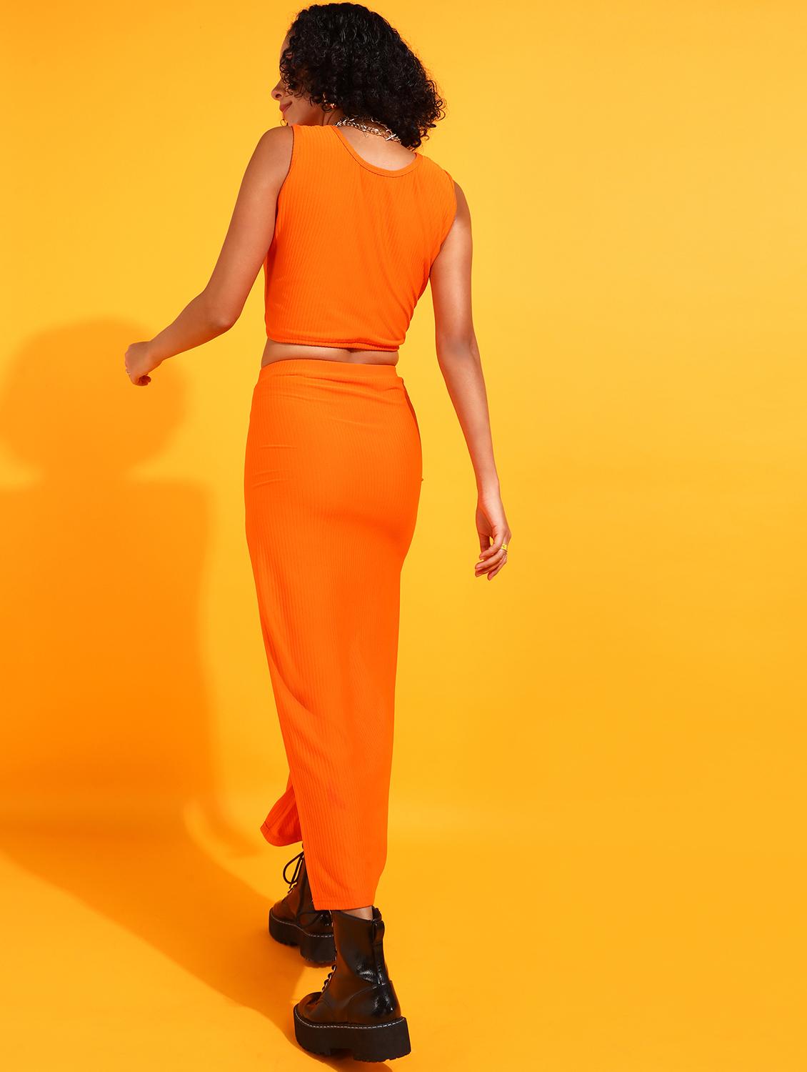 women solid top & skirt co-ord set - 21512929 - Standard Image - 3