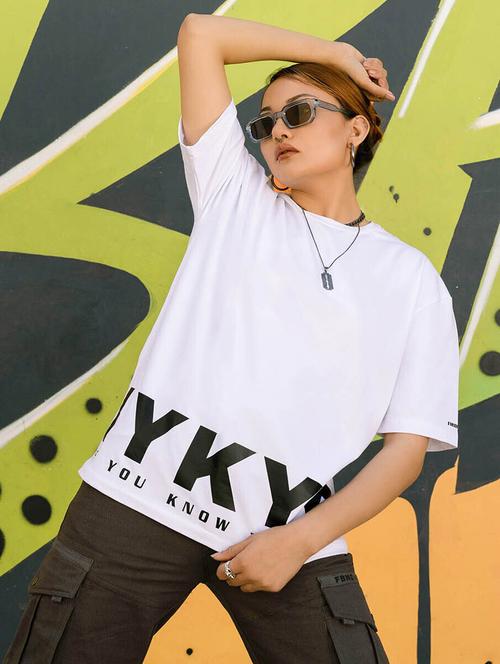 women iykyk white oversized t-shirt - 21513104 - Very Small Image - 1