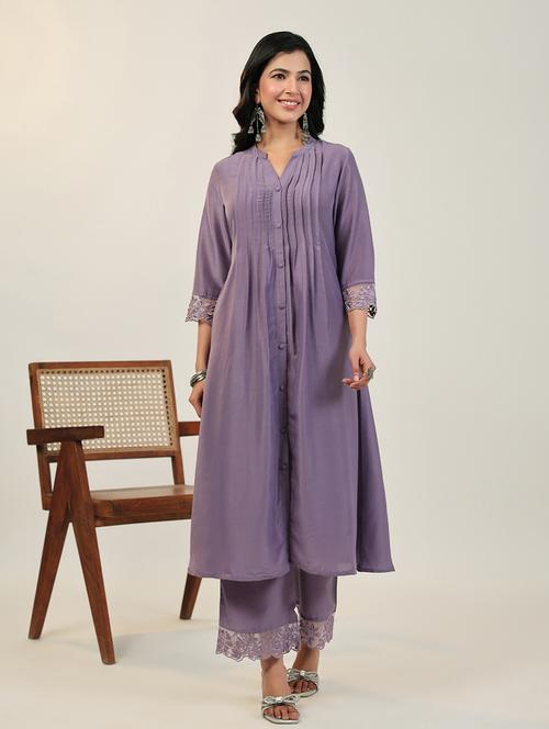 lavender lace kurta pant set - 21514178 - Very Small Image - 1