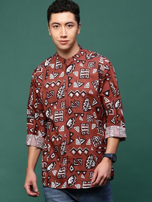 Men Brown Cotton Blend Casual Shirt - 21514762 - Very Small Image - 1