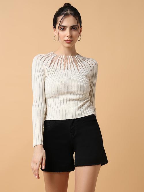 women off-white self-designed regular top - 21515139 - Very Small Image - 1