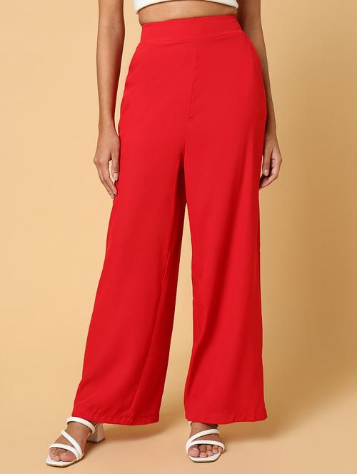women red viscose wide leg trouser - 21515231 - Very Small Image - 1