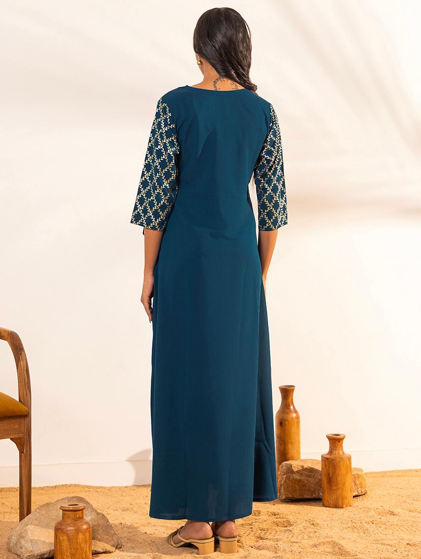 women teal crepe maternity wear kurta - 21521085 - Standard Image - 3
