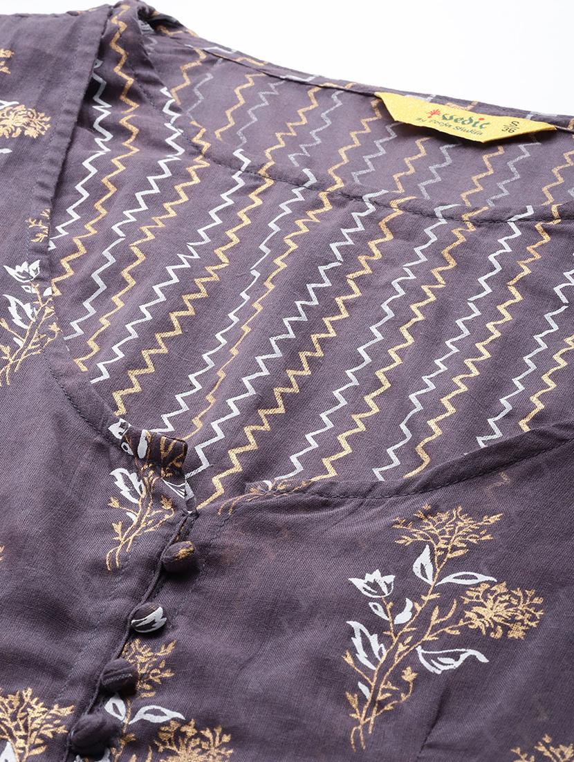 women purple ethnic motif printed layered kurta - 21521941 - Zoom Image - 4