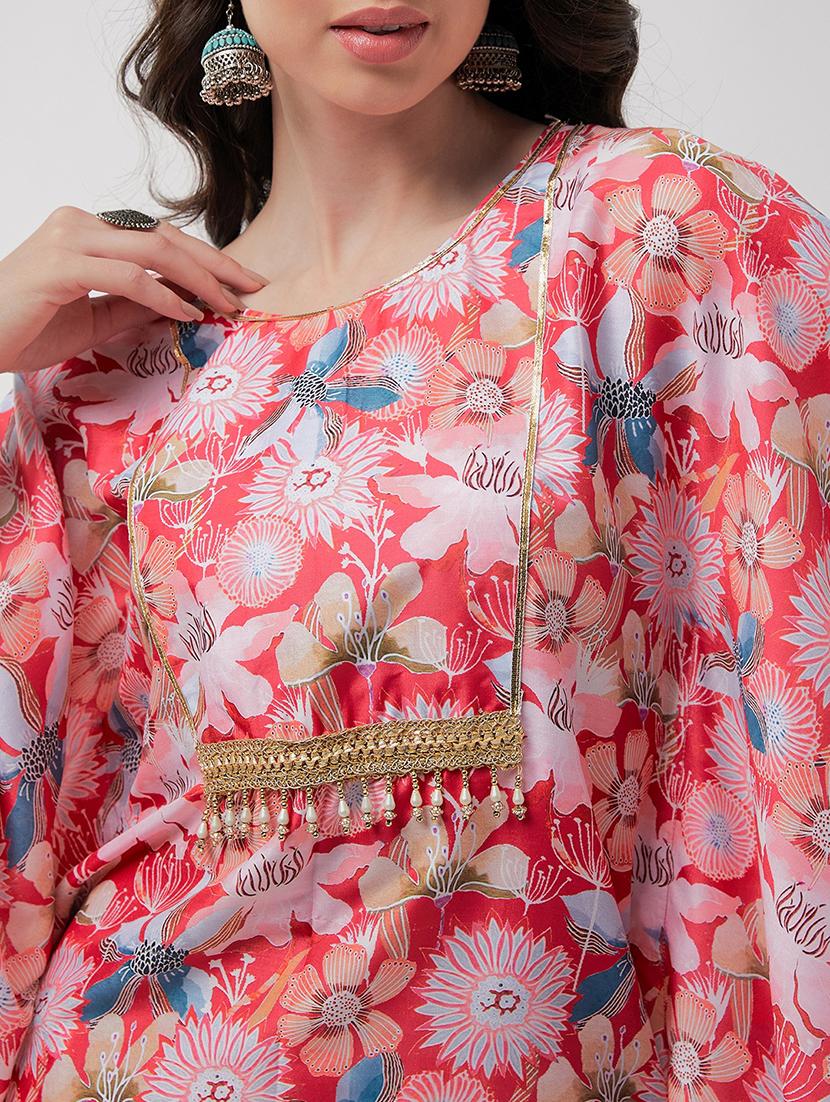 women red floral kaftan set - 21523208 - Zoom Image - 4