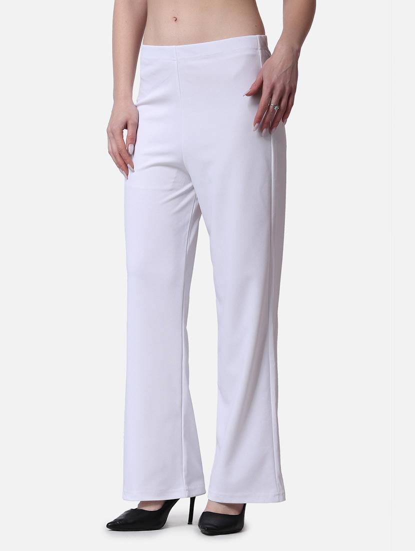 women solid relaxed fit wide leg trouser - 21523494 - Standard Image - 2