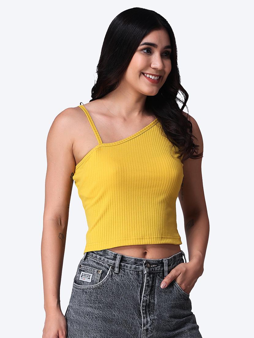 women solid sleeveless crop top - 21525128 - Standard Image - 2