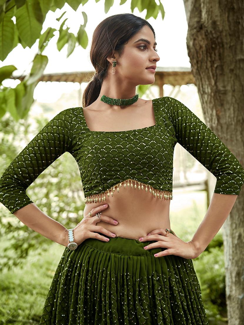 women green flared lehenga - 21527996 - Standard Image - 3
