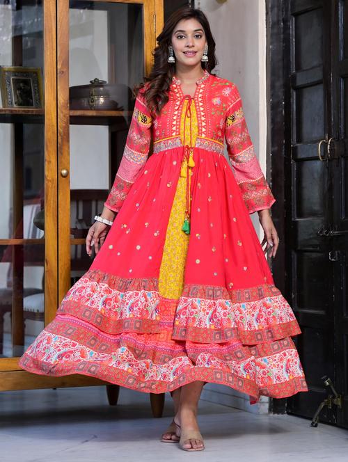 women long sleeves printed flared dress - 21529306 - Very Small Image - 1