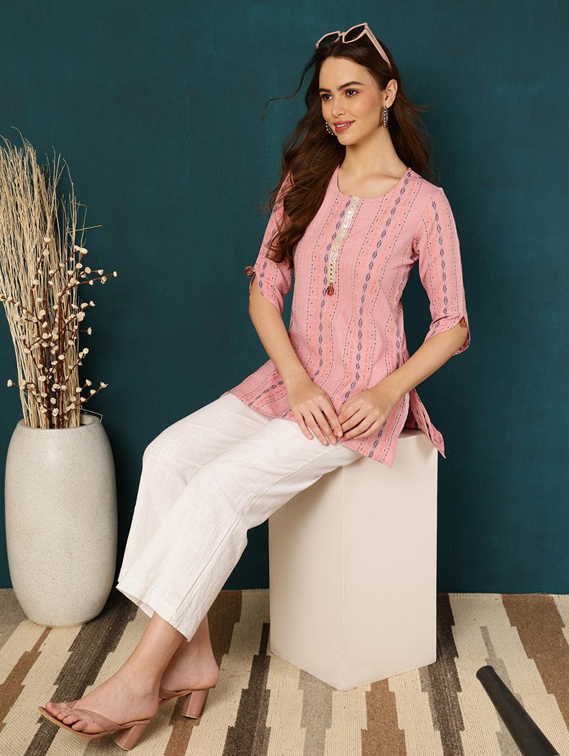 women three quarter sleeve straight kurti - 21529500 - Zoom Image - 4