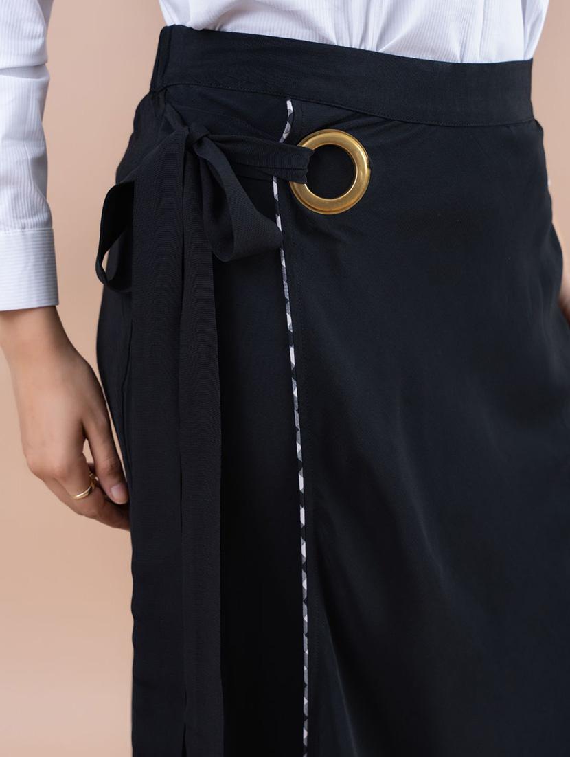 women black crepe a-line skirt - 21530184 - Standard Image - 5
