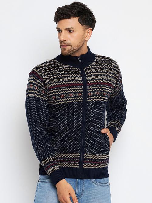 men self design long sleeve cardigan sweater - 21530422 - Very Small Image - 1