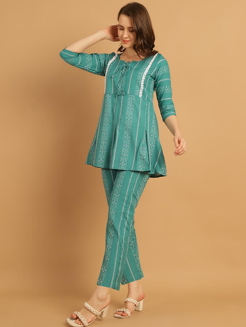 women green printed co-ord set - 21531121 - Standard Image - 2