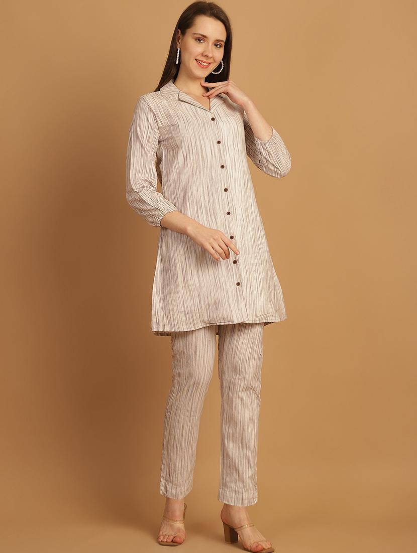 women beige self-designed co-ord set - 21531124 - Standard Image - 2