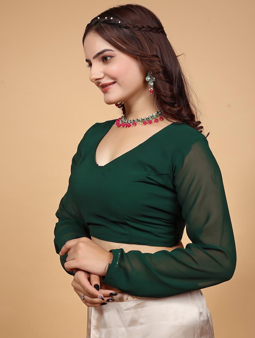 women green solid stiched blouse - 21534751 - Zoom Image - 2