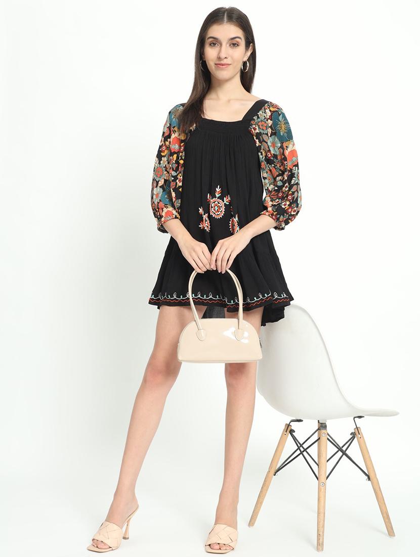 women embroidered floral print tiered dress - 21535462 - Standard Image - 3