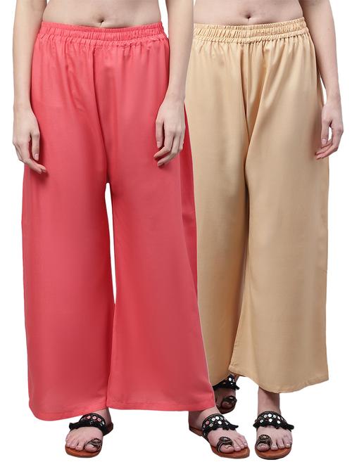 pack of 2 solid relaxed fit palazzo - 21535628 - Very Small Image - 1