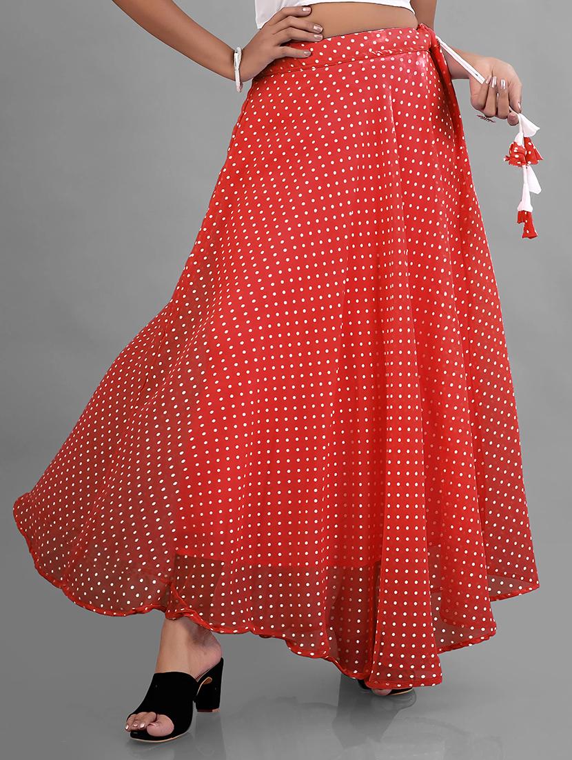 women high-rise polka dot printed flared skirt - 21536053 -  Zoom Image - 0