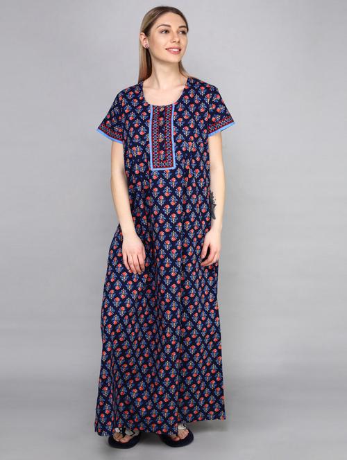 women printed round neck nighty - 21536730 - Very Small Image - 1