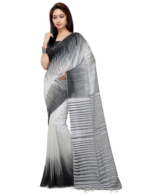 women grey handloom saree - 21537244 - Very Small Image - 1