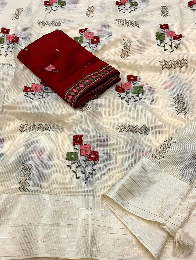 women solid with work kota doria saree - 21538909 - Standard Image - 5