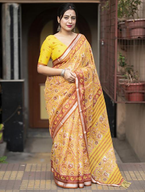 women floral kota doria saree - 21539038 -  Standard Image - 0