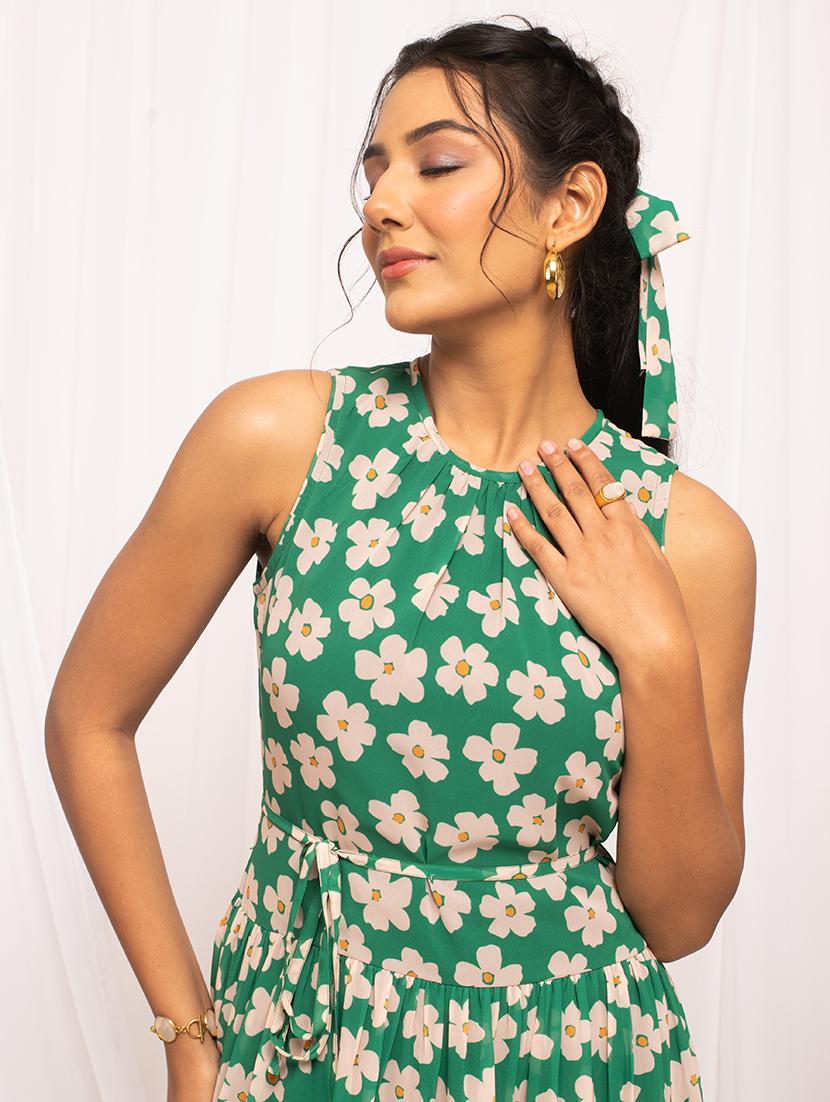 women floral printed sleeveless tiered dress - 21541665 - Standard Image - 3