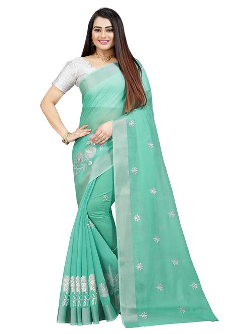 women sea green embroidered saree - 21543760 -  Standard Image - 0