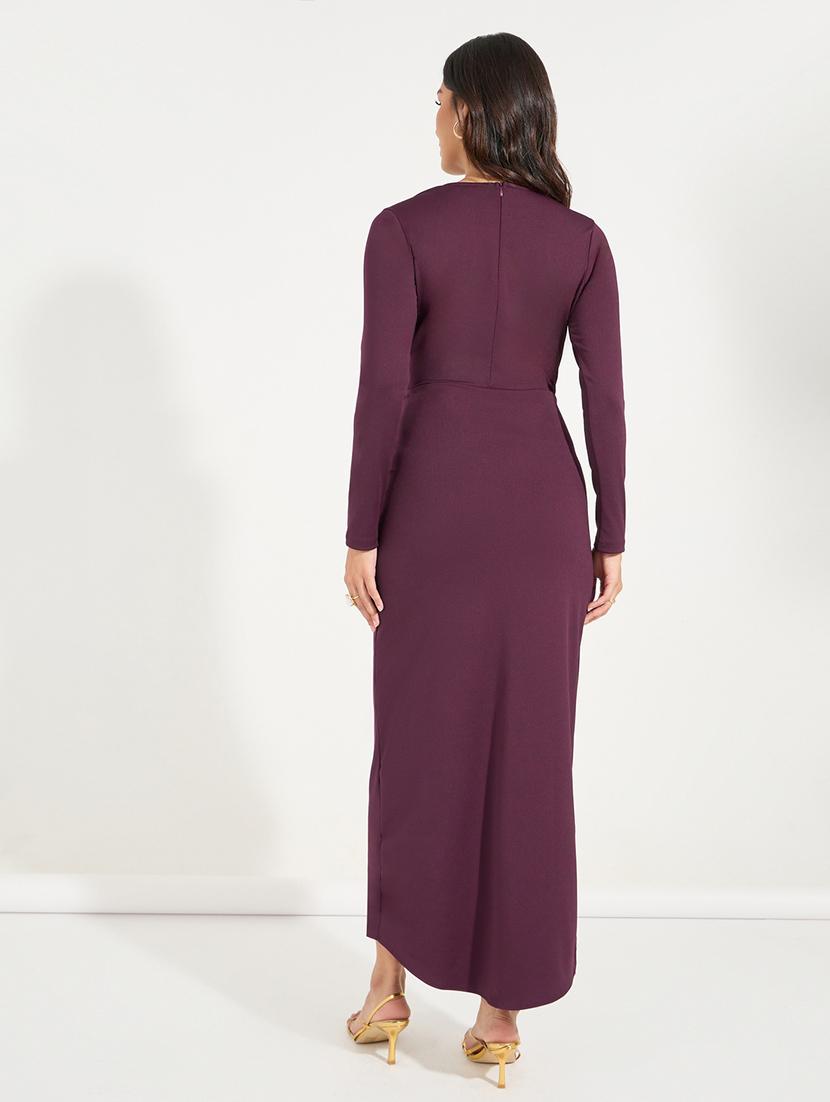 women purple solid sheath dress - 21547005 - Standard Image - 2