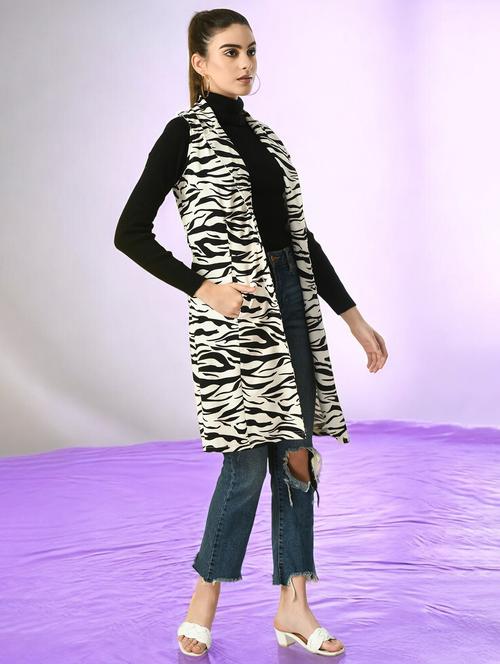 women animal printed sleeveless shrug - 21547061 - Very Small Image - 1