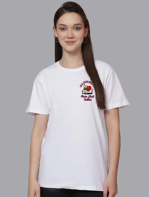 women front & back print round neck t-shirt - 21548939 - Very Small Image - 1