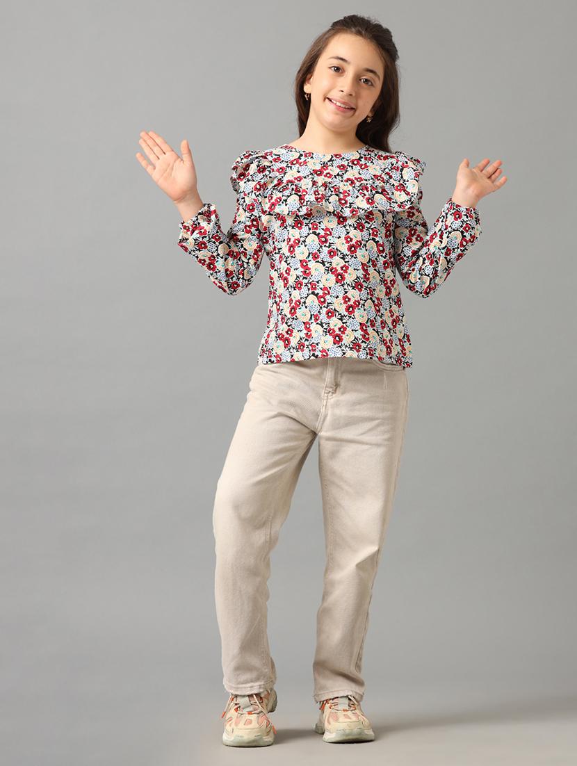 girls round neck floral printed top - 21549530 - Zoom Image - 2