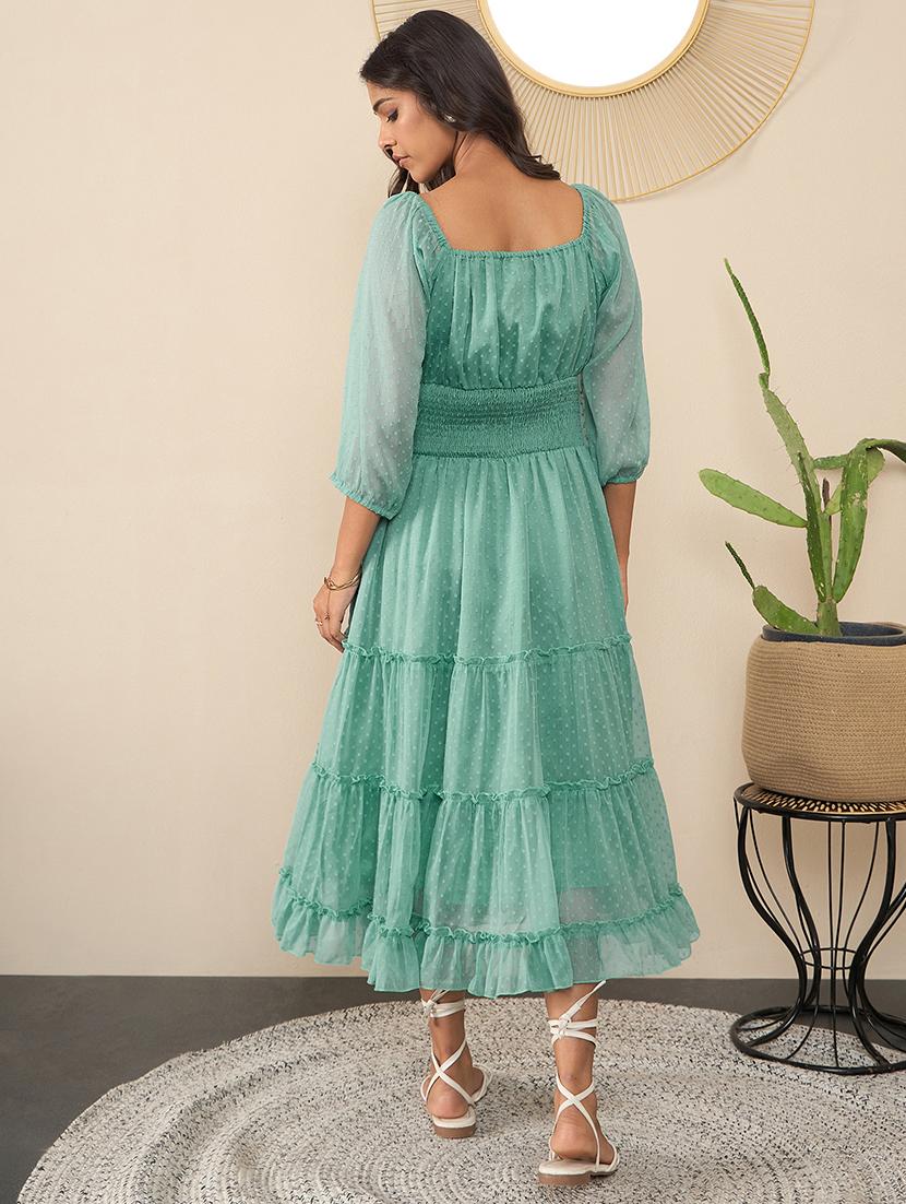 women self design three quarter sleeves tiered dress - 21551895 - Zoom Image - 4
