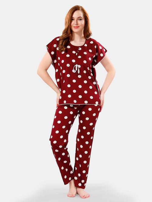 women printed round neck pyjama nightwear set - 21552432 - Very Small Image - 1