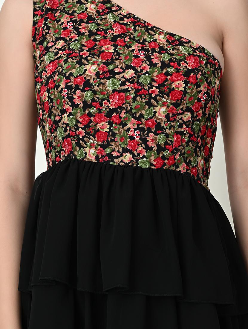 women floral printed single shoulder layered dress - 21552708 - Standard Image - 8