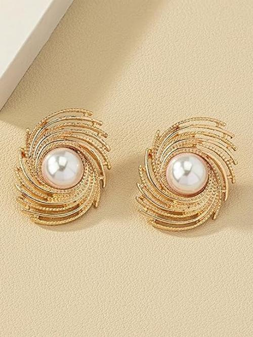 women gold stainless steel stud earrings - 21552917 -  Standard Image - 0