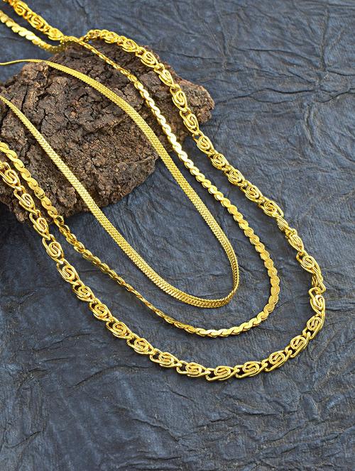 pack of 3 gold brass chain necklace - 21553709 - Very Small Image - 1