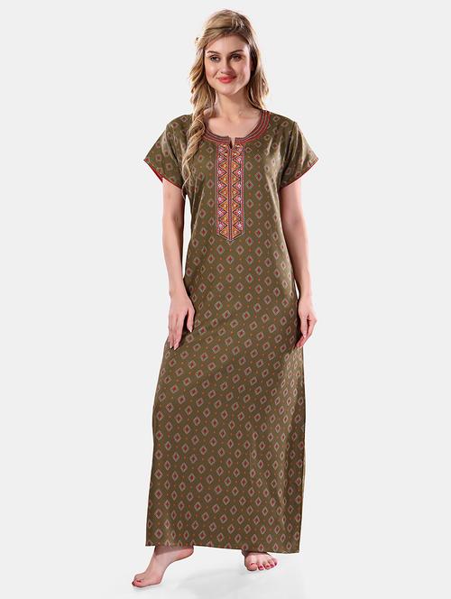women printed cotton nighty - 21555259 - Very Small Image - 1