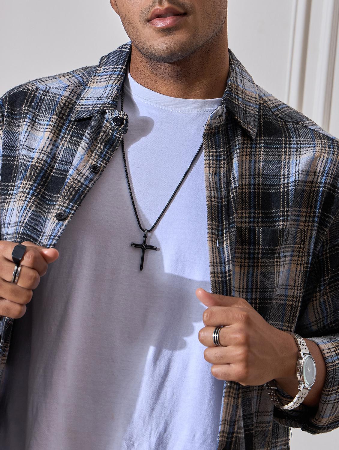 men checkered oversized casual shirt - 21555379 - Standard Image - 5