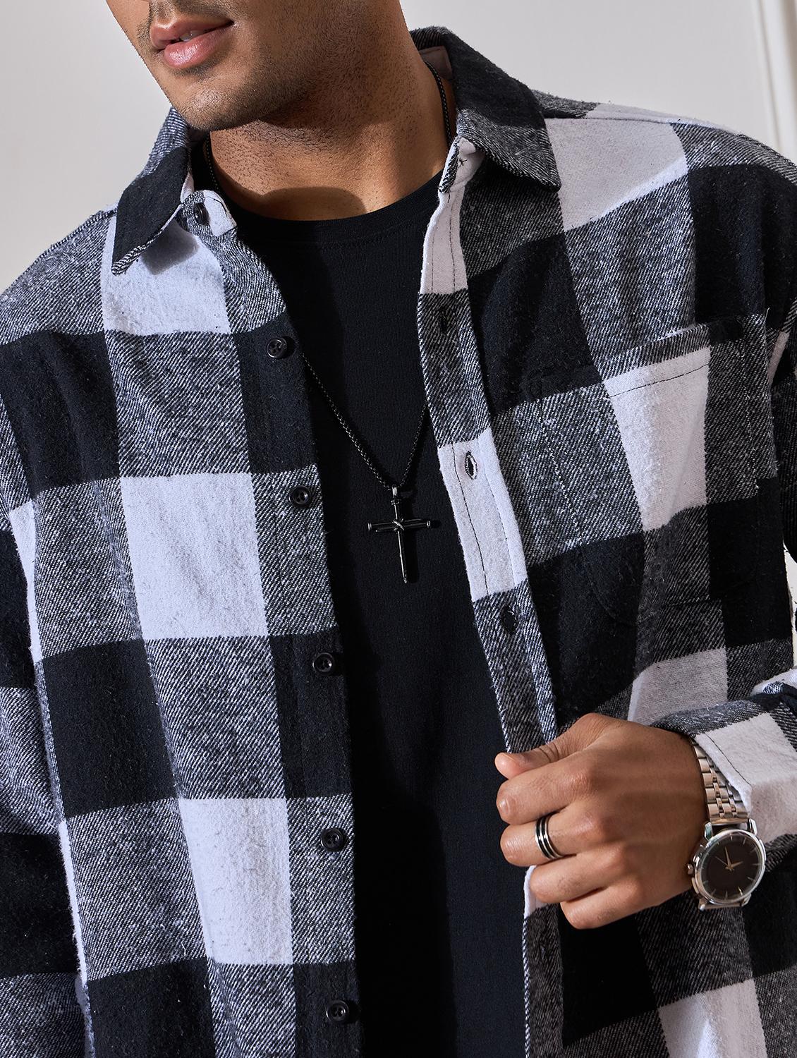 men checkered oversized casual shirt - 21555384 - Standard Image - 5