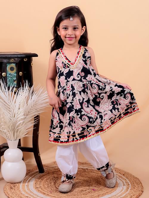 girls printed sleeveless kurta pant set - 21555759 - Very Small Image - 1