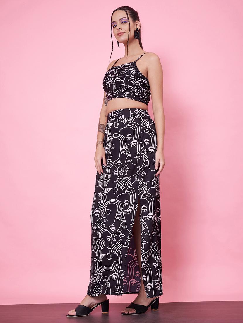 women printed top & skirt co-ord set - 21555934 - Standard Image - 2