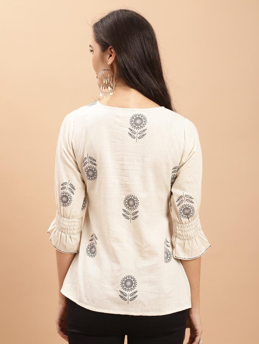 women off white printed a-line top - 21558085 - Zoom Image - 1