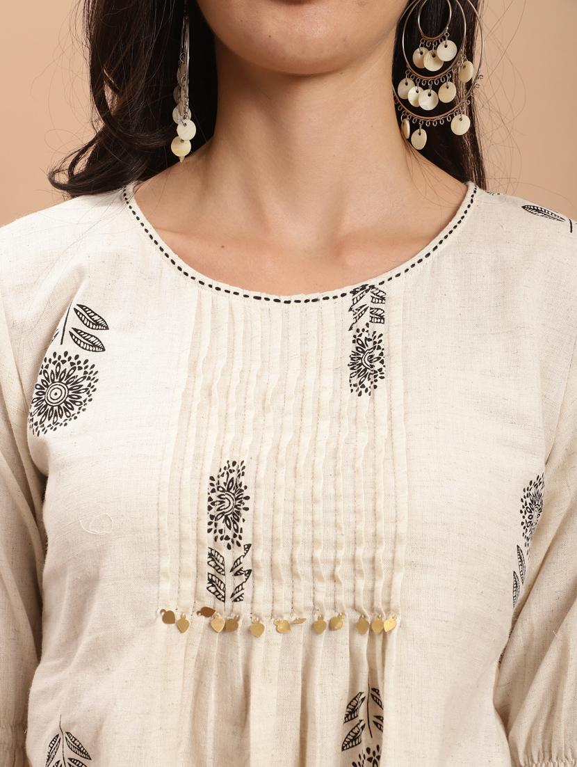 women off white printed a-line top - 21558085 - Zoom Image - 3