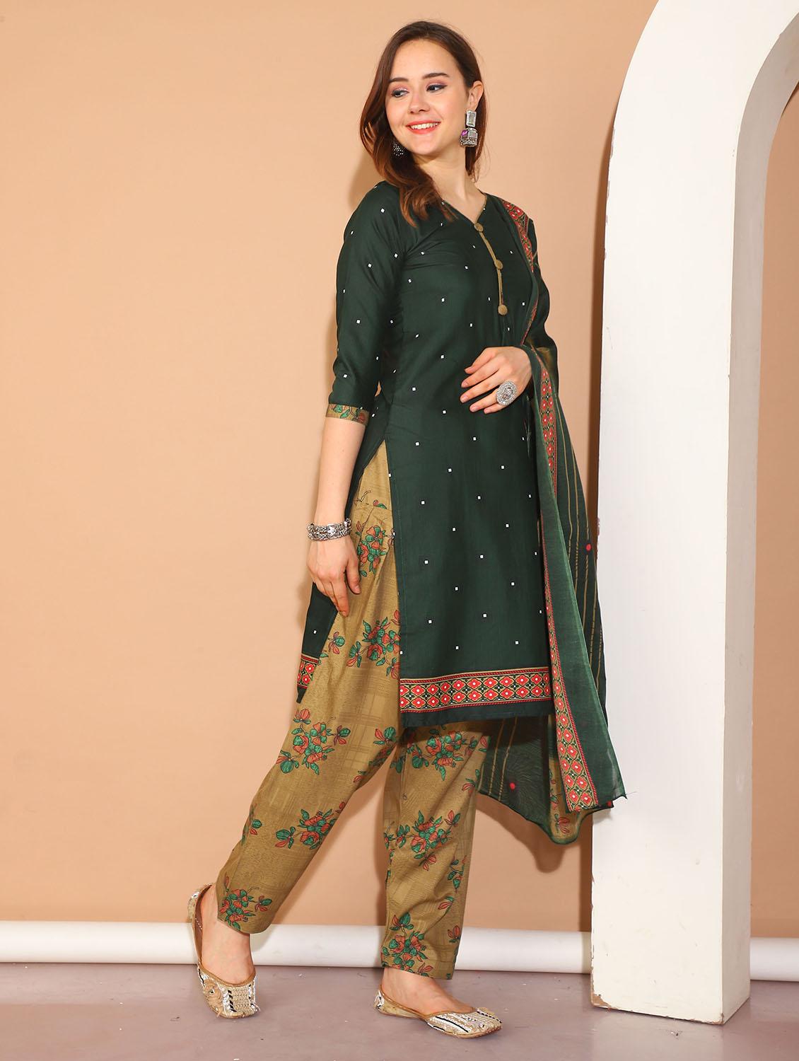 women printed three quarter sleeves suit set - 21558521 - Zoom Image - 2