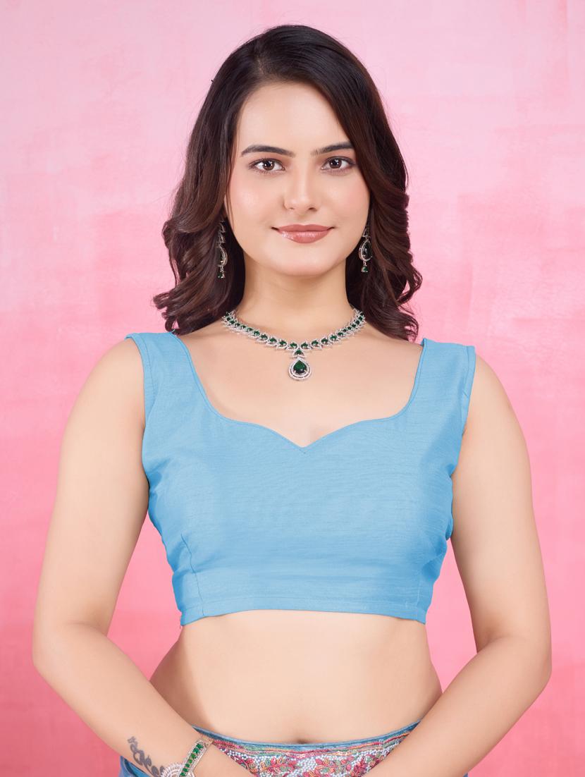 women solid with work embroidered saree with blouse - 21559061 - Standard Image - 3