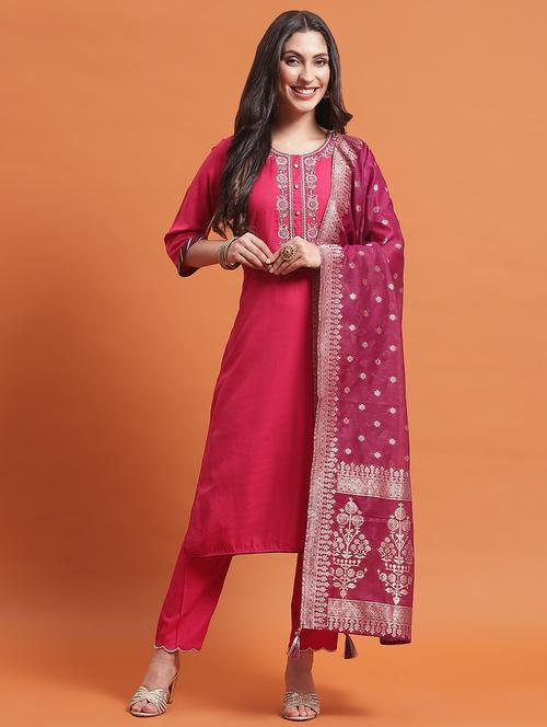 women embroidered kurta pant set with dupatta - 21559622 - Very Small Image - 1