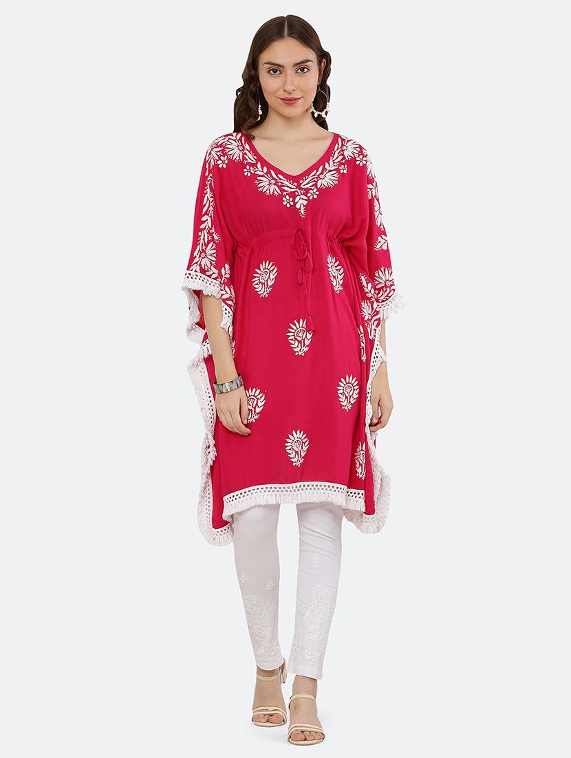 women floral embroidered lace detailed kaftan - 21562189 - Zoom Image - 2