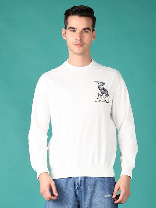 men off white front & back print long sleeve sweatshirt - 21564217 - Very Small Image - 1