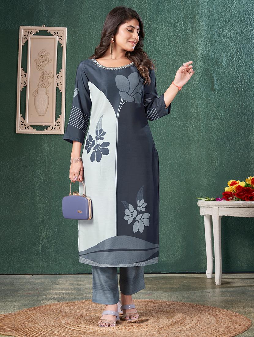 women printed three quarter sleeve kurta pant set - 21565118 - Zoom Image - 0